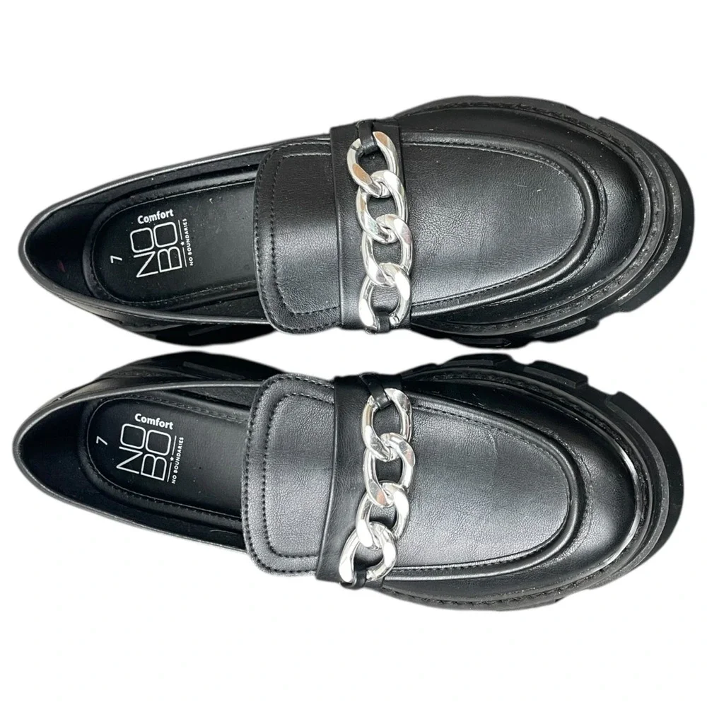 No Boundaries Lug Loafers‎ Womens  7 Chunky Platform Y2K Goth Grunge Chain Shoes